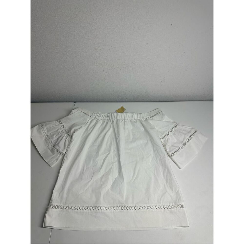 NWT Michael Kors White Eyelet Blouse Medium 3/4 Bell Sleeve 100% Cotton Size L - Picture 10 of 12